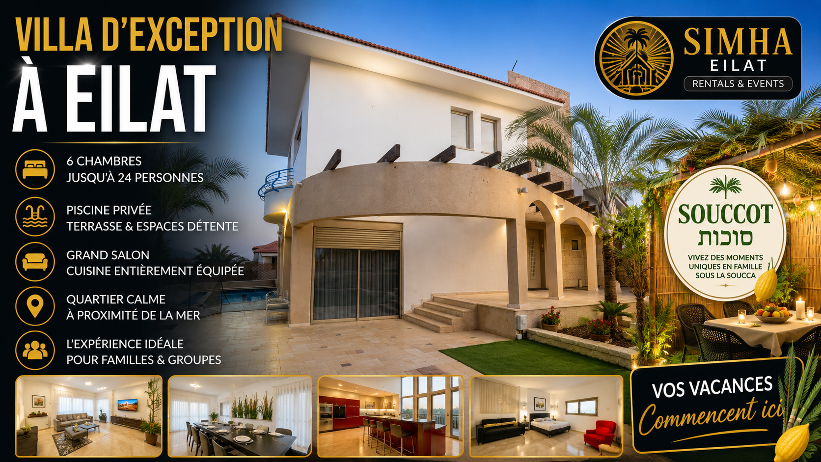location de vacances à eilat pendant souccot 052 736 1229