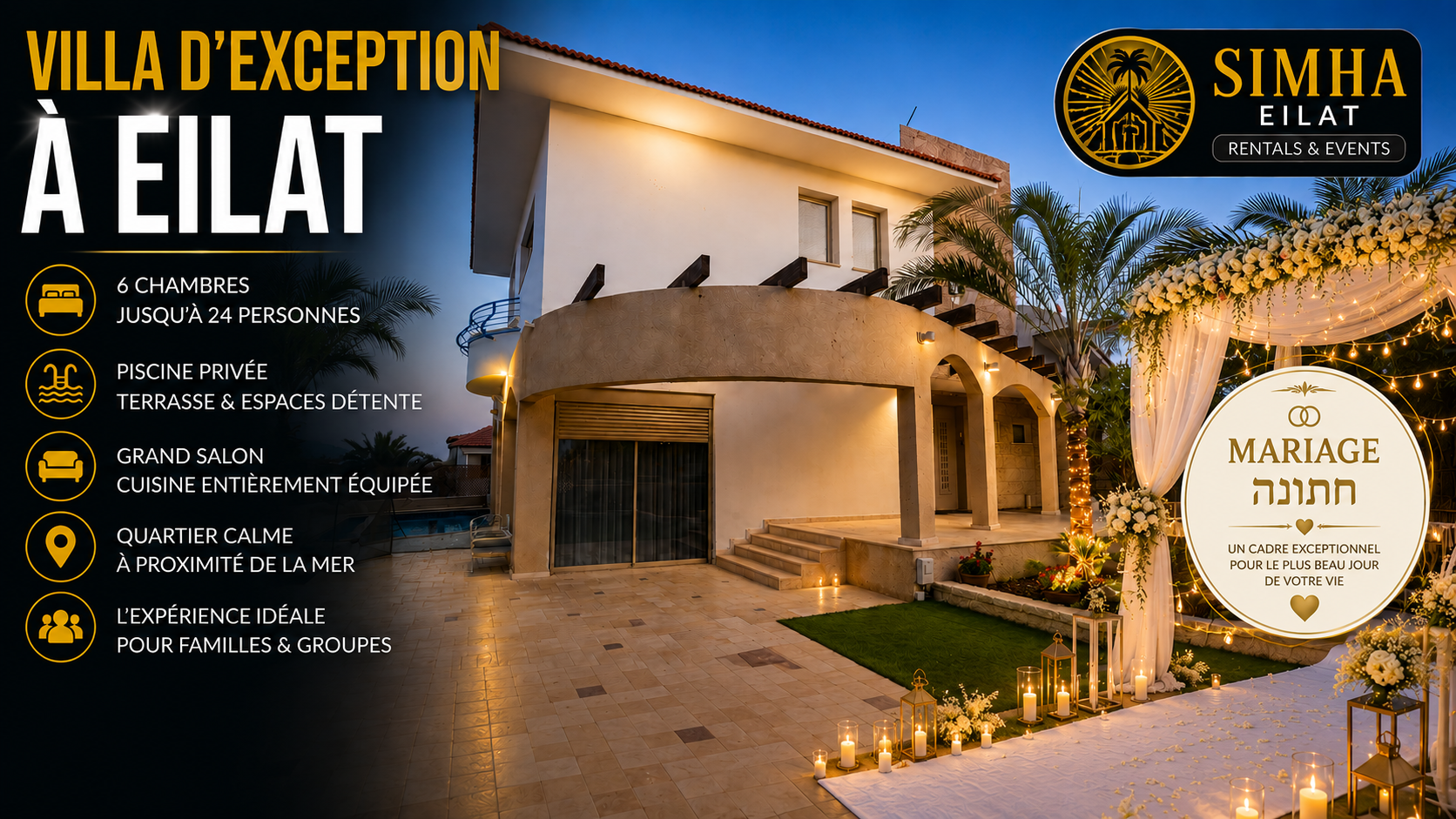 location de vacances à eilat pour un shabbat hatan ou un henné de mariage