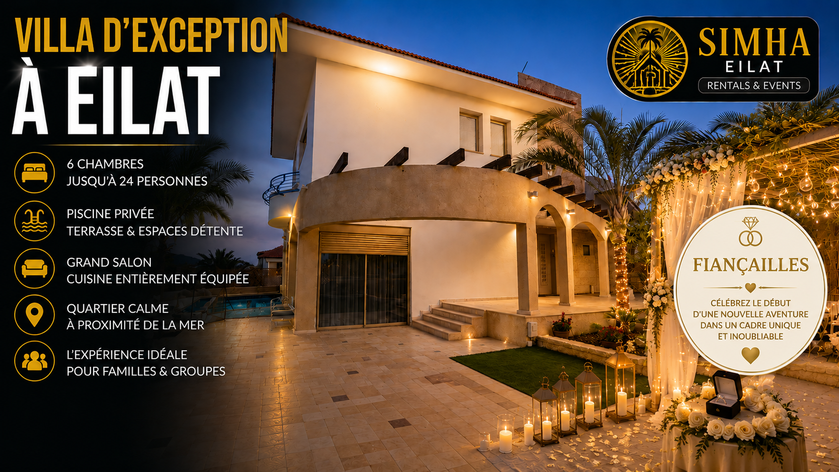 location de villa à eilat pour célébrer des fiançailles 052 736 1229