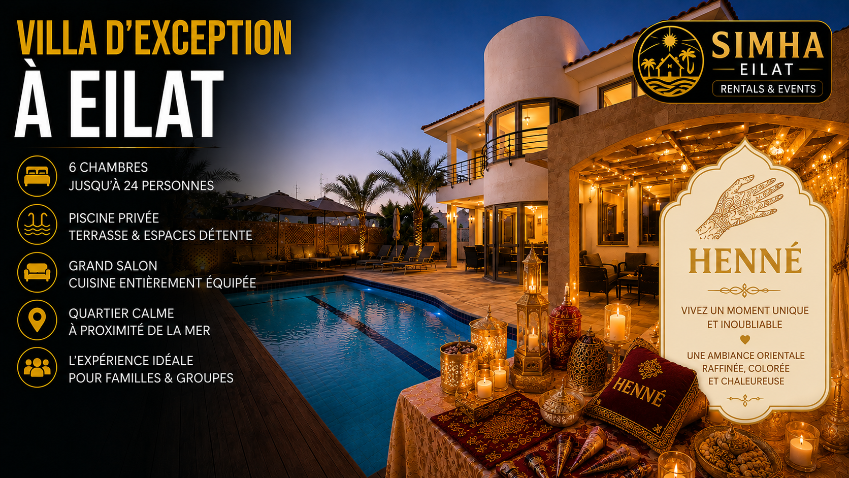 louer une villa à eilat pour organiser un henné 052 736 1229